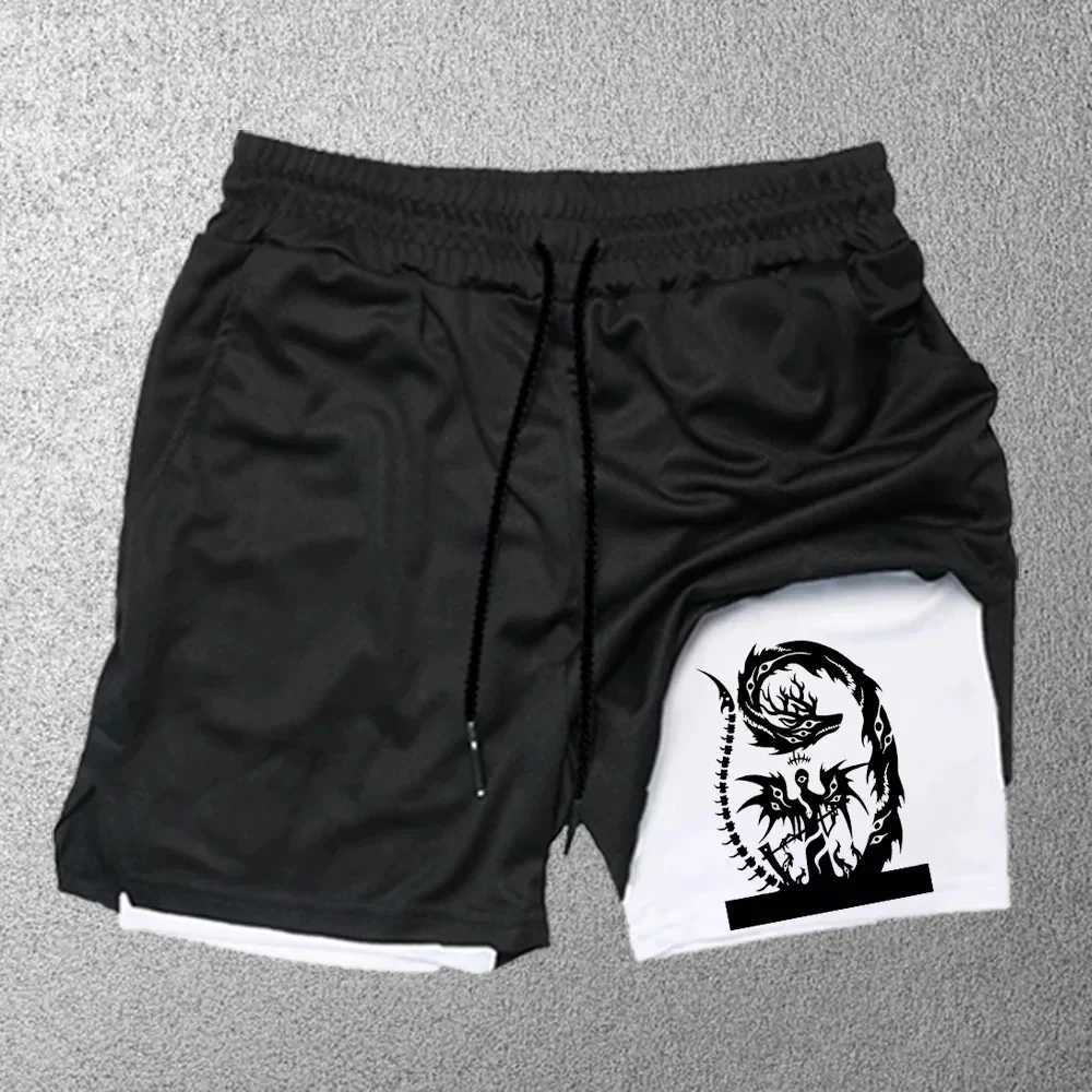 Mens breathable casual sports shorts gym sports shorts two in one quick drying exercise jogging training double-layer M-3XL W241010