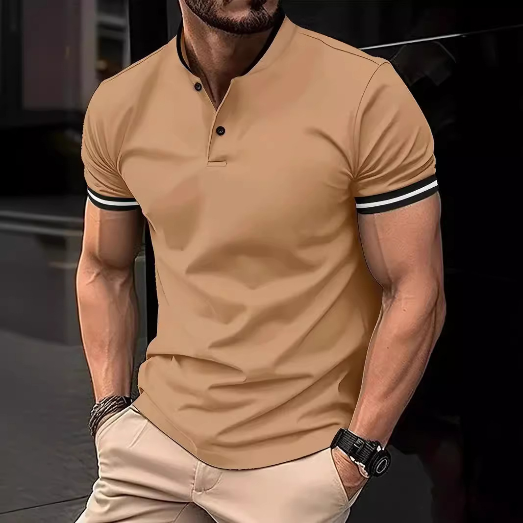 Clothing Shirt Men Polo Solid Color Mens Fabric Polo T-Shirt Short Sleeved Casual T-Shirt Tee Tops s T- T-