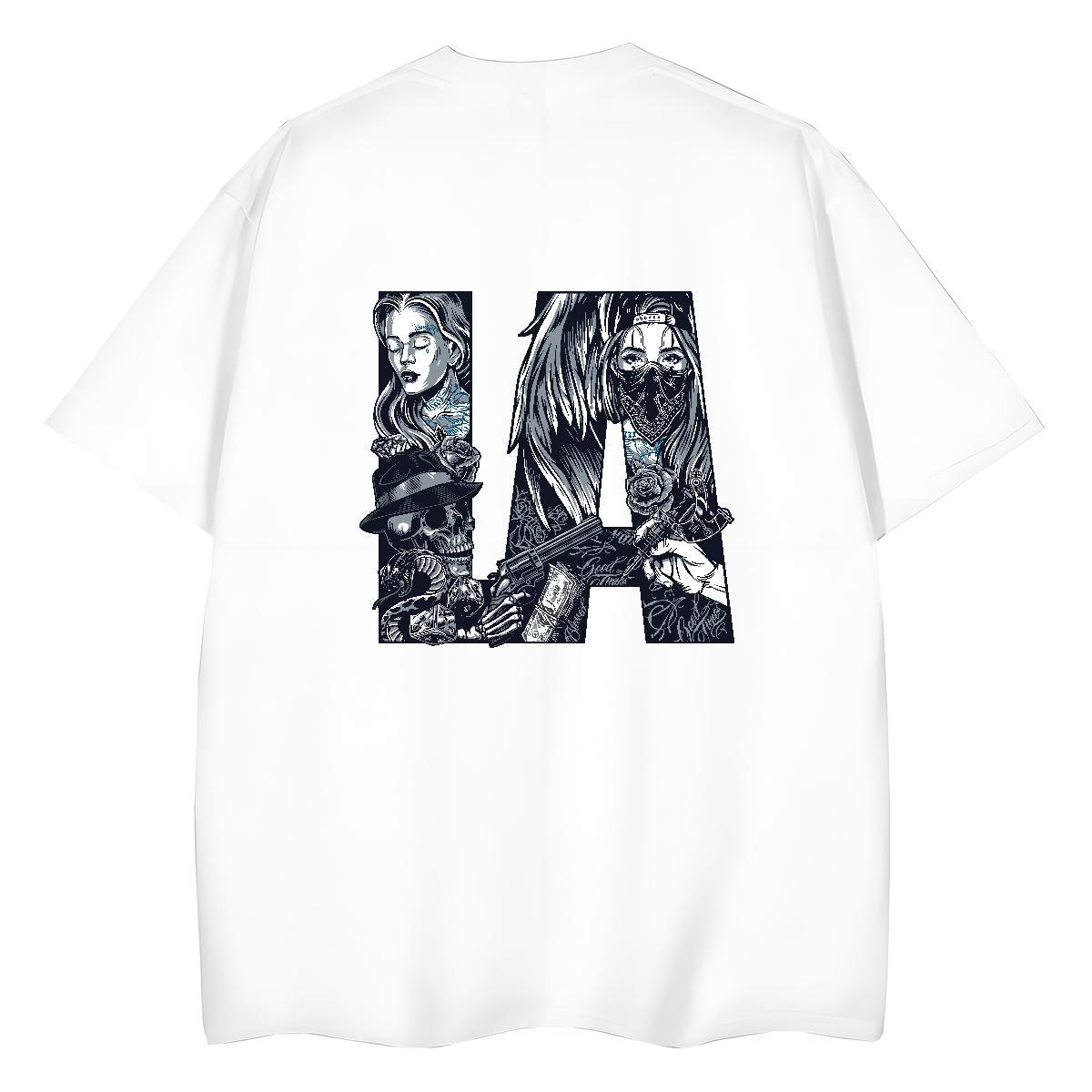 New Arrival Womens T Shirts 230g Cotton Breathable Short Sleeve Sports Casual skull Woman Tshirt Loose Black Oversized Clothes Shirt