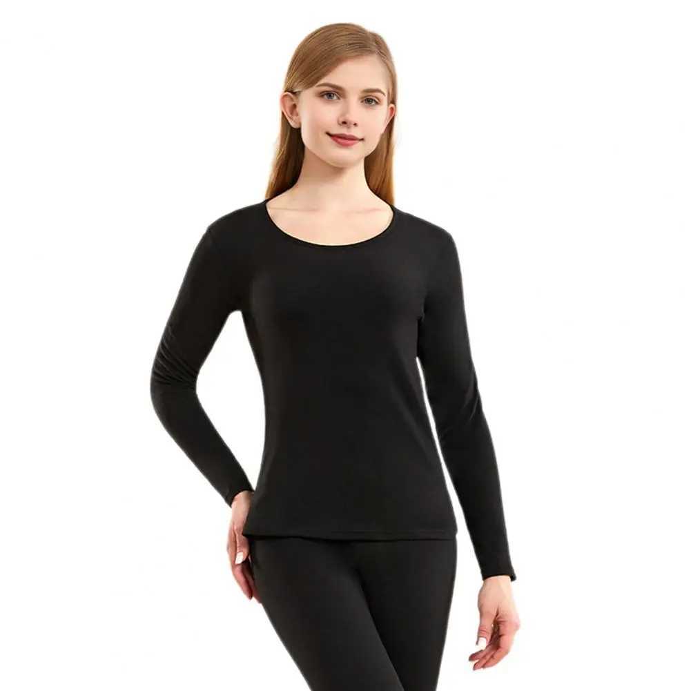 Women's Thermal Underwear Unisex Womens Winter Hot Underwear Set 2-piece Round Neck Long Sleeve Warm and Slimming Sleepwear Y241011UZR3