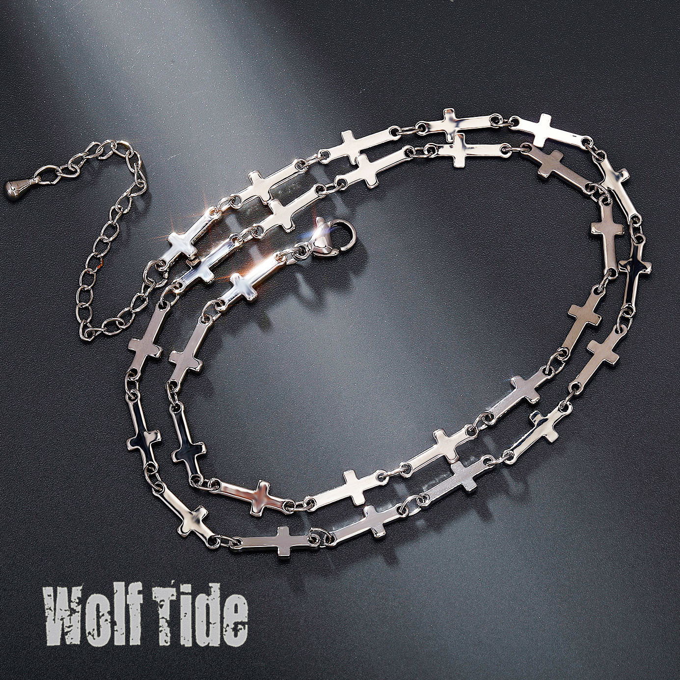 Unisex Bone Cross Charms Necklace INS Style Fashion Neck Chain Mens and Womens Personalized Hip Hop Punk Rock Gold Color Chains Jewelry Rapper Bijoux 