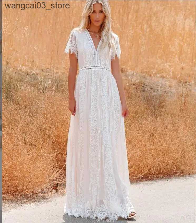 Maternity Dresses New Autumn Maternity Dresses Summer Women V Neck White Lace Short Sleeve Pregnant womens photography dress Pregnancy Dresses L240910