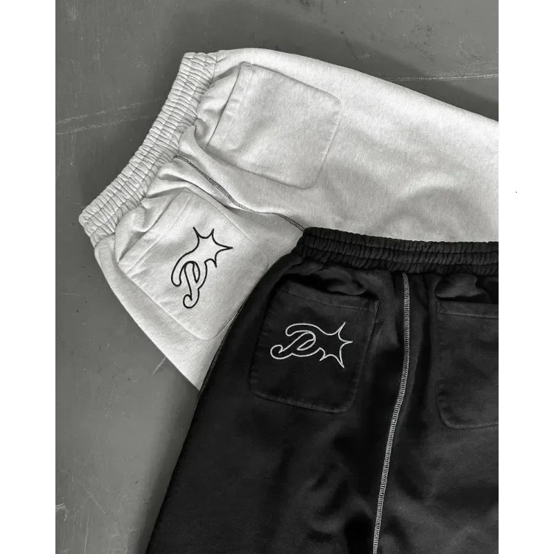 Loose brushed personalized sports pants Y2K straight pants hip-hop letter embroidery sports pants American retro casual pants 240930