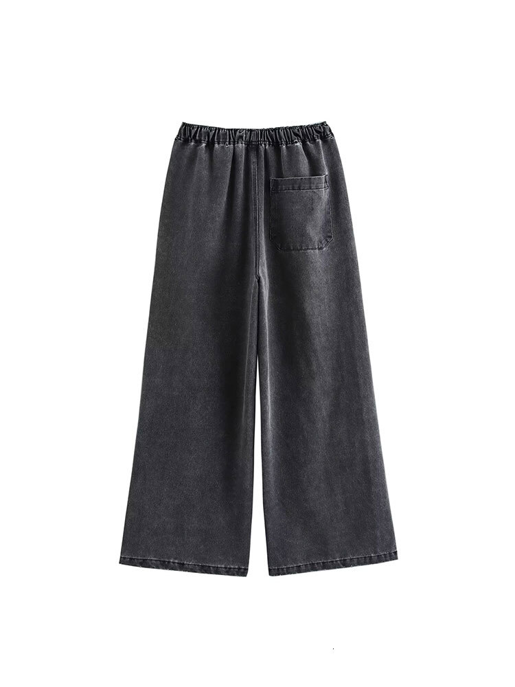 TRAF 2024 Autumn Jeans Sets Women Turn-Down Collar Casual Top Fashion High Waist Streetwear Female Denim Pant Two Piece Set
