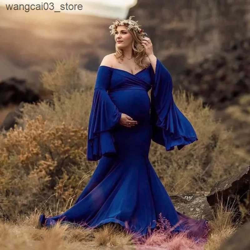 Maternity Dresses Silk Maternity Dress Photography Long Dress Slash Neck Satin Baby Shower Dresses Pregnancy Dress For Photo Shoot L240910