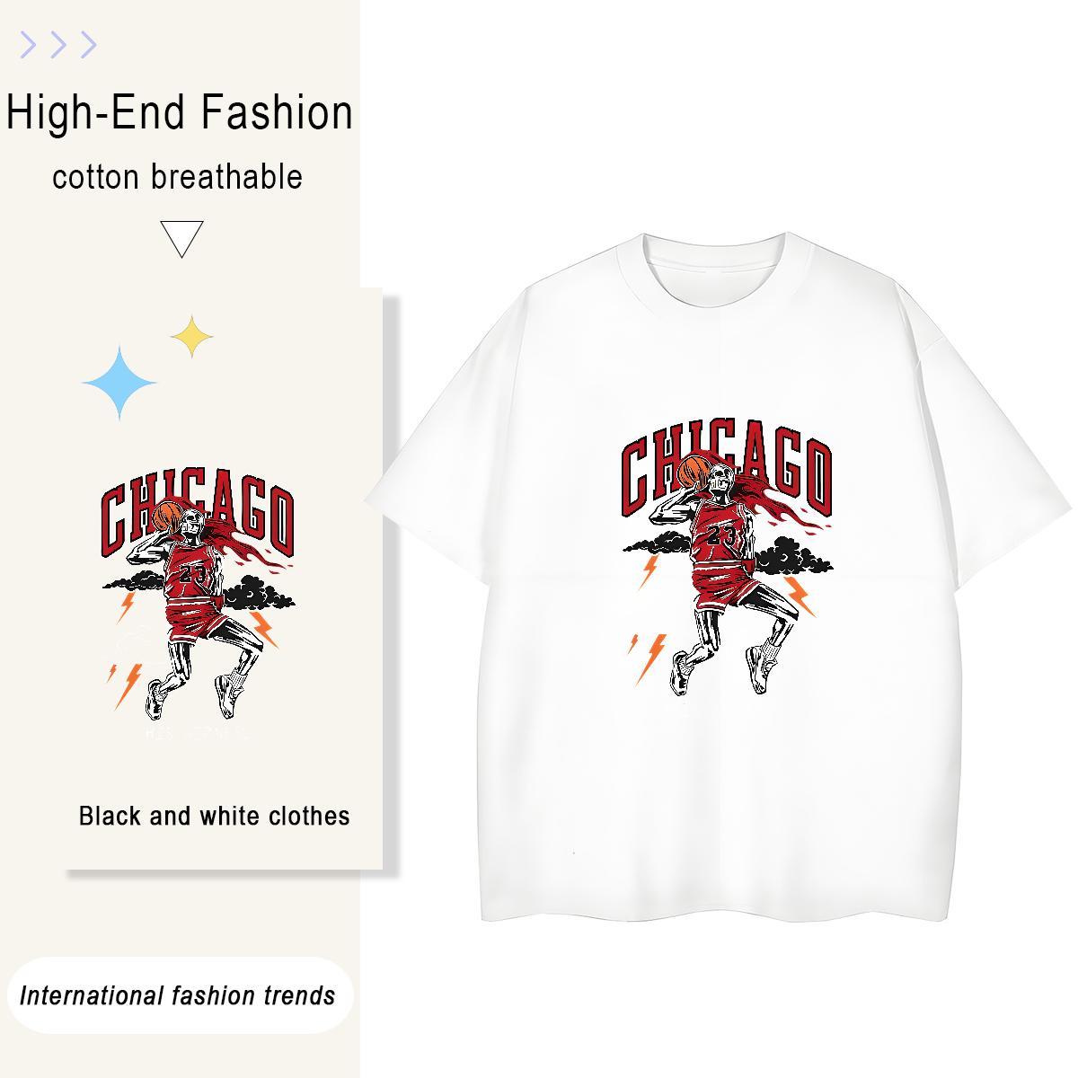Classic T-Shirts 100% Cotton 230g O-Neck Short Sleeve High Street Hip Hop skull Tshirt for Man Woman High quality Cartoon Anime Top Tees