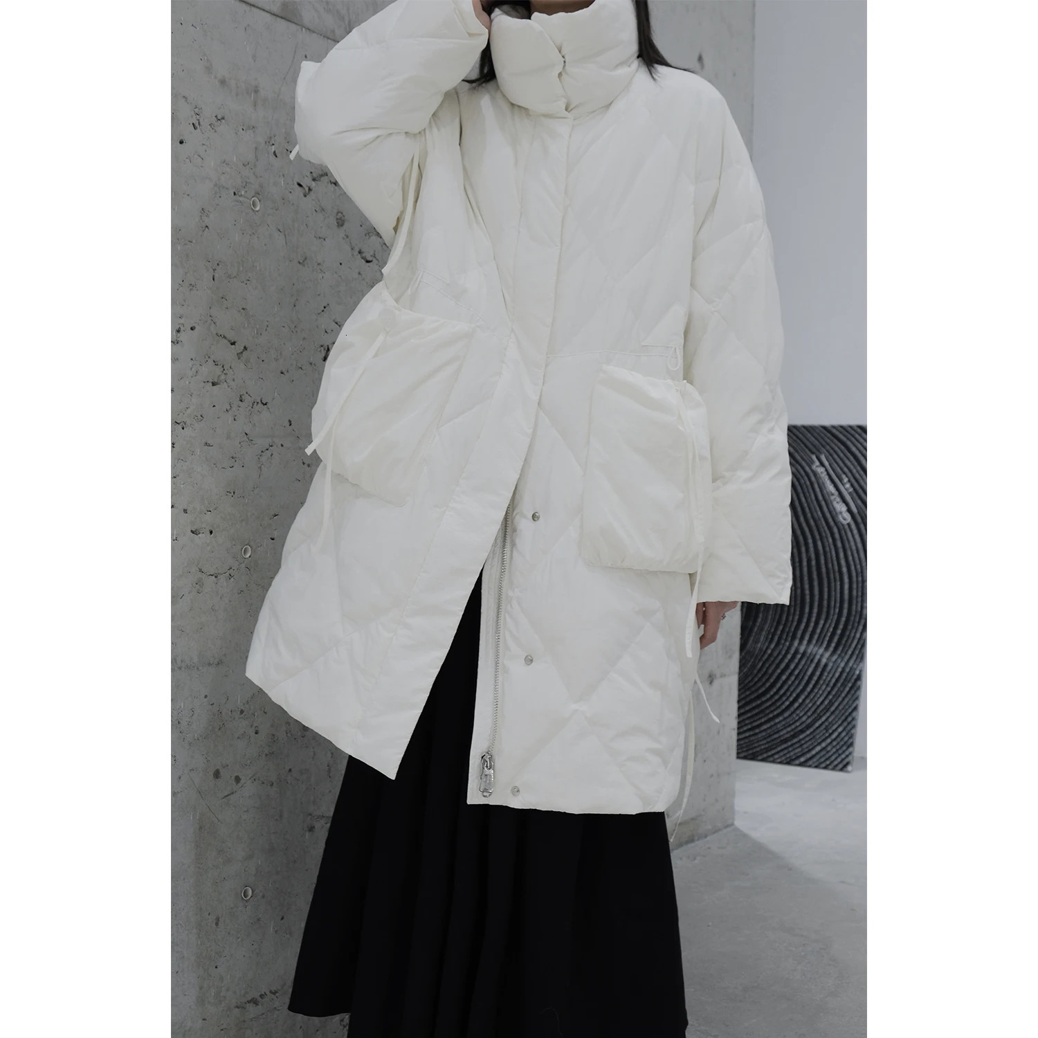 UMI MAO Yamamoto dark jacket niche large pocket button down jacket thick and warm 90 white duck down jacket Y2K 241009