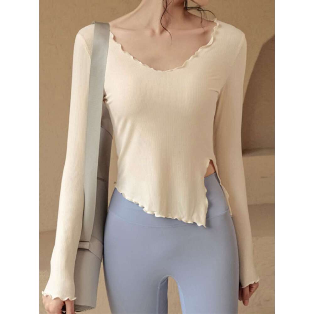 Tight fitness suit, women's quick drying sports top, spring and autumn long sleeved running T-shirt, elastic outer wear, slimming yoga suit