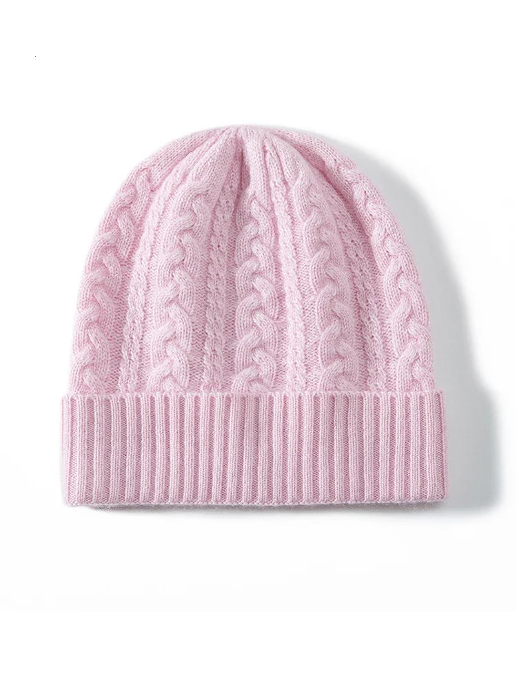 Childrens Cashmere Cable Knitted Beanies Boys Hat Wool Girls Casual Year Christmas Soft Winter Warm Hair Children 241009