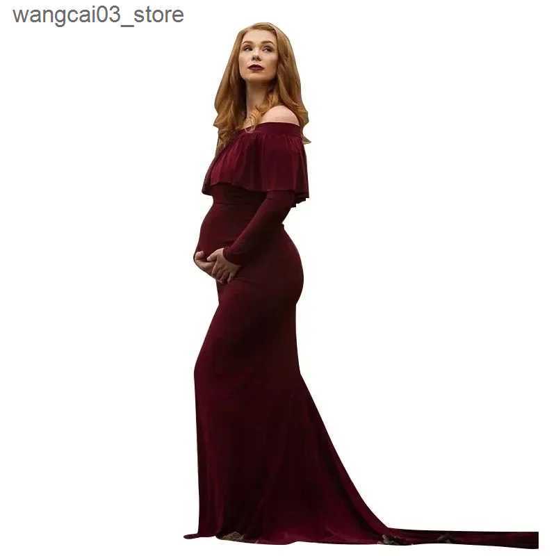 Maternity Dresses Long Shawl Maternity Photography Props Maternity Dresses Off Shoulder Maternity Gown for Photo Shoots Women Pregnancy Dress L240910