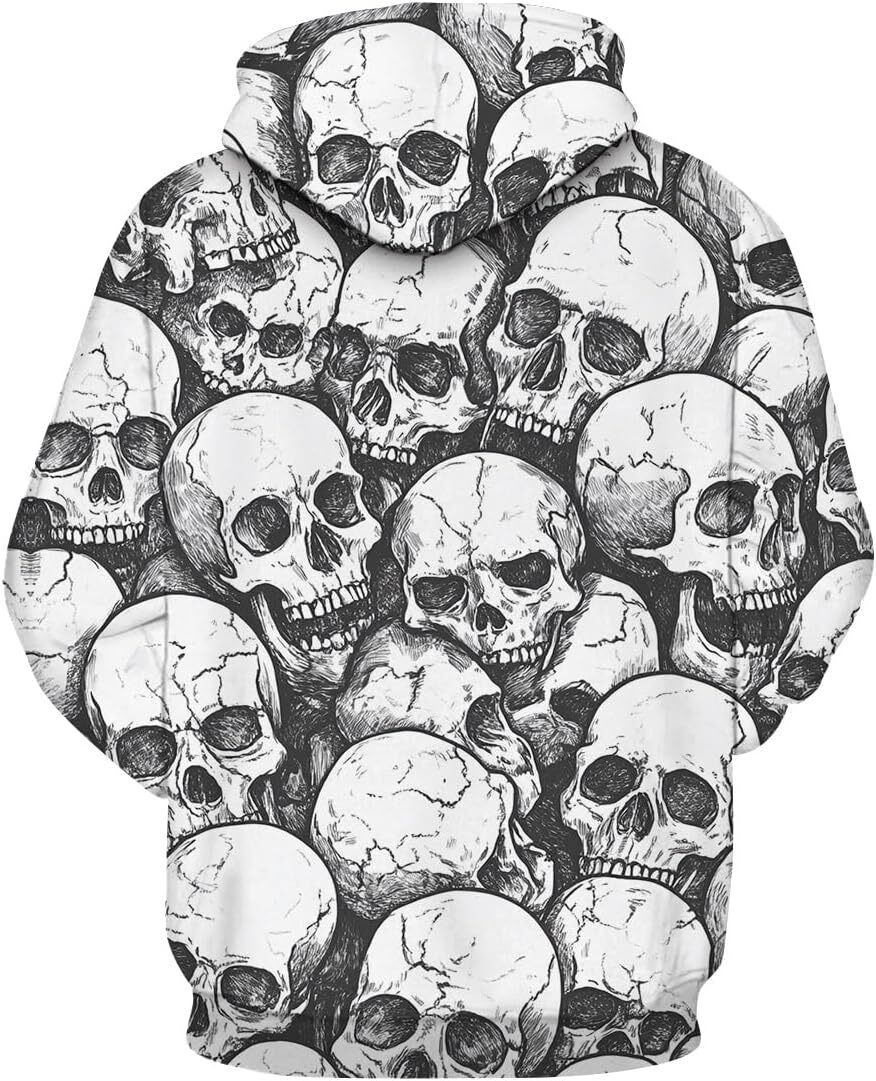 Hoodie for Mens Womens Mens Novelty Skull Hoodies Long Sleeve Fashion Sweatshirt Hooded 3D Graphic Hoodie Pullover With Pockets Graphic keep warm hand
