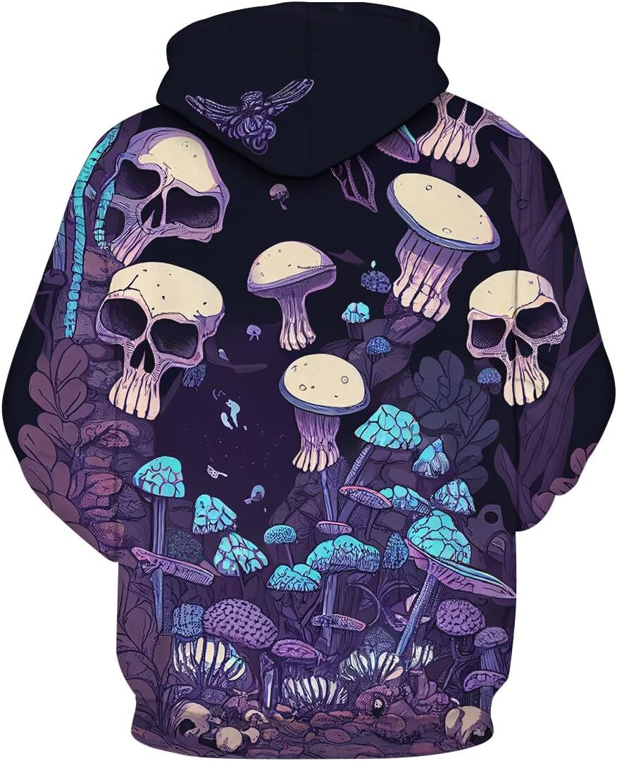 Hoodie for Mens Womens Mens Skull Printed Hoodie Novelty Mushroom Graphic Hoodies Fashion Pullover Graphic Hoodies sweatshirt keep warm