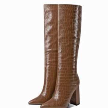 Crocodile Long Fashion Boots For Women With Pointed Toes Slim High Heels High-heeled Boots Fashion Boots Martin Boots Large 240826