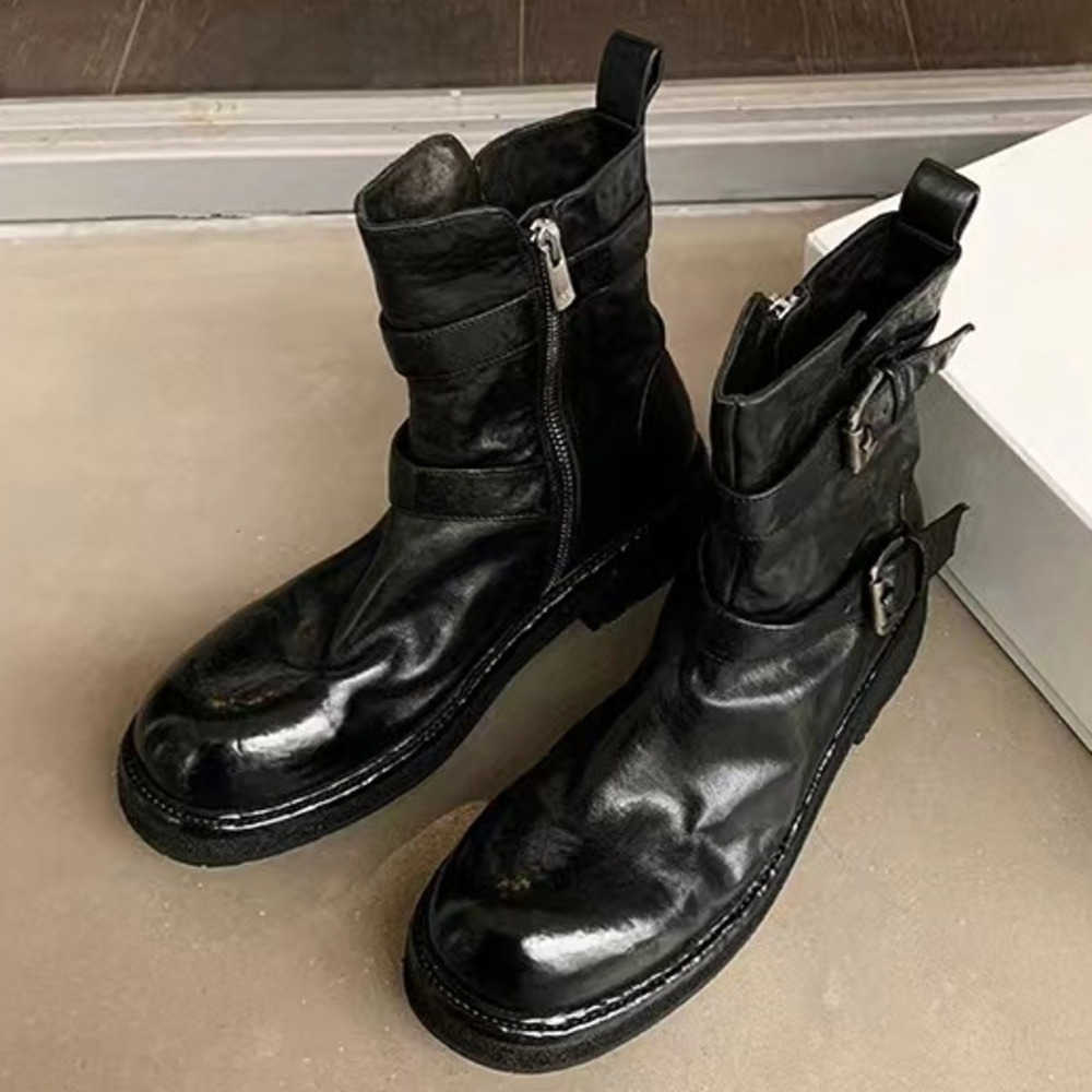 Internet Celebrity Round Head Martin Boots Thick Bottom Thin Short Boots Womens Knight Boots Autumn Winter Fashion Boots 240826