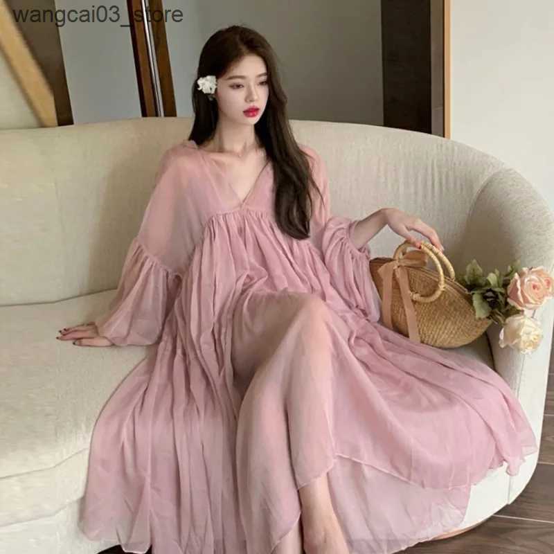Maternity Dresses 2023 New Spring Maternity Fashion Suit Mesh Super Fairy Sweet Suspender Pink Generous Dress Advanced Vacation Wind Skirt L240910