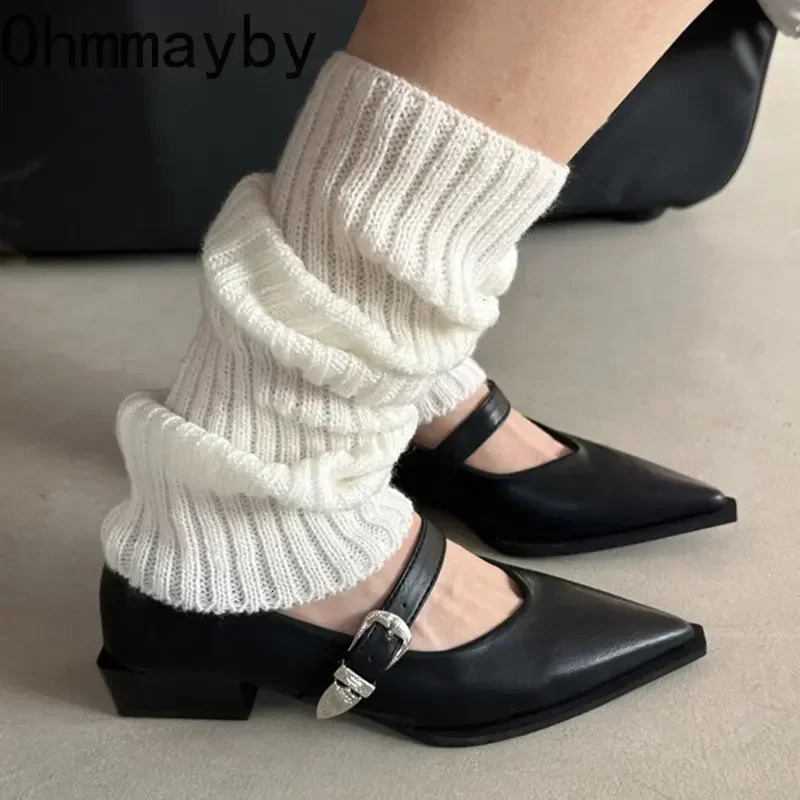 Mary Jane 2024 Summer Pointed Toe Low Heel Shallow New Single Pumps Women Fashion Buckle Shoes 240927