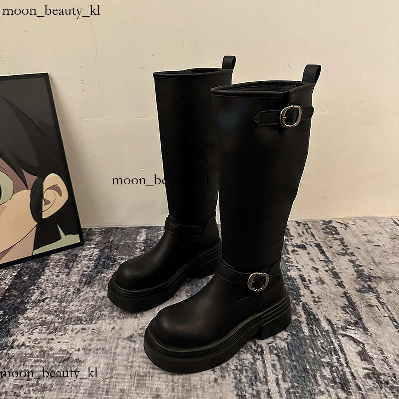 Designer Boot Versatile Thick Heel Tall Boots For Women 2024 Autumn/Winter New Style Belt Buckle Brown Small Thick Bottom Boots Knight Fashion Boots F