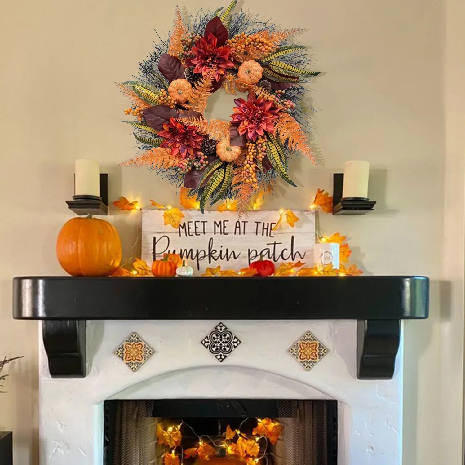 Handmade Thanksgiving & Christmas Wreaths for Home Decor - 2024