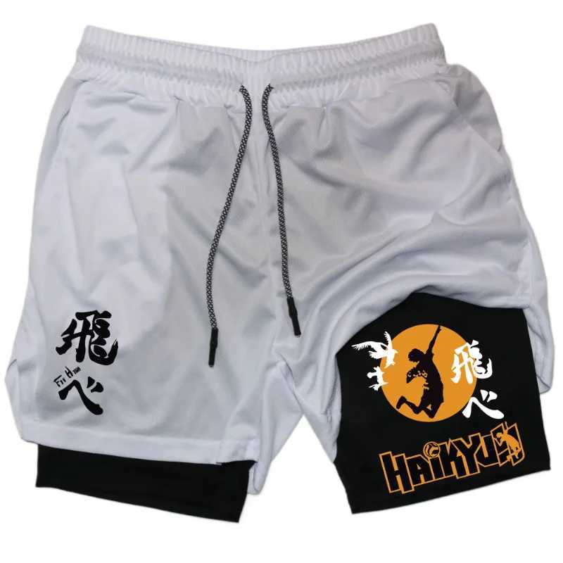 Haikyuu short fast drying fitness performance short mens sports training bodybuilding fitness short W241010