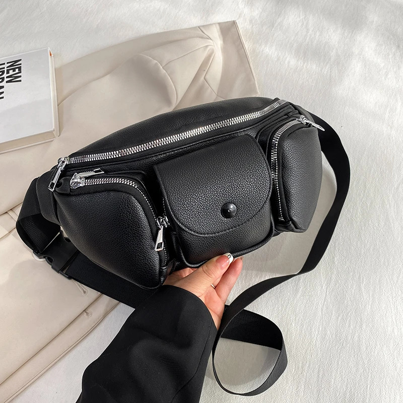 Multi functional womens waist bag Pu leather cross body luggage travel mobile wallet womens Fanny bag large capacity belt bag 241008