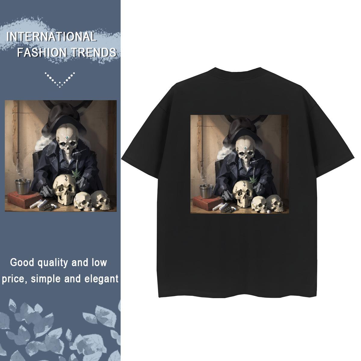2024 Designer T-Shirts for Women 230g 100% Cotton Breathable Soft Beach skull Lady T shirt Wholesale DIY Printed Tees Shirts