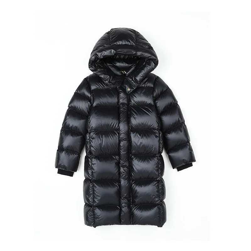 Down Coat New Childrens Long Black Gold Thick Cotton Jacket Winter Knee for Boys and Girls H241010