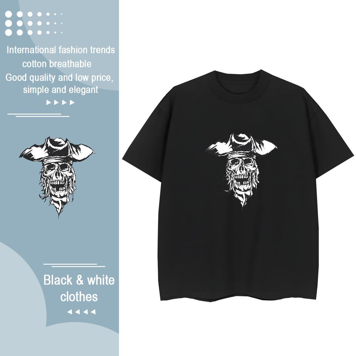 Casual New Womens T Shirts 100% Cotton 230g Crew Neck Breathable Sport skull Tshirt for Man Woman Wholesale Plus Size Custom Clothings