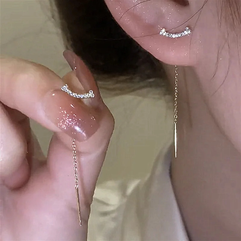 2024 Trendy Long Wire Tassel Thread Chain Climb Star Heart Beads Pendants Drop Earrings Accessories Jewelry y240906
