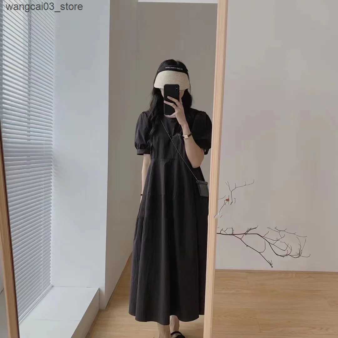 Maternity Dresses Good Quality Pregnancy Cotton Linen Dress Vintage Solid Color Maternity A-Line Dress Short Sleeve Slim Pregnant Woman Clothes L24091