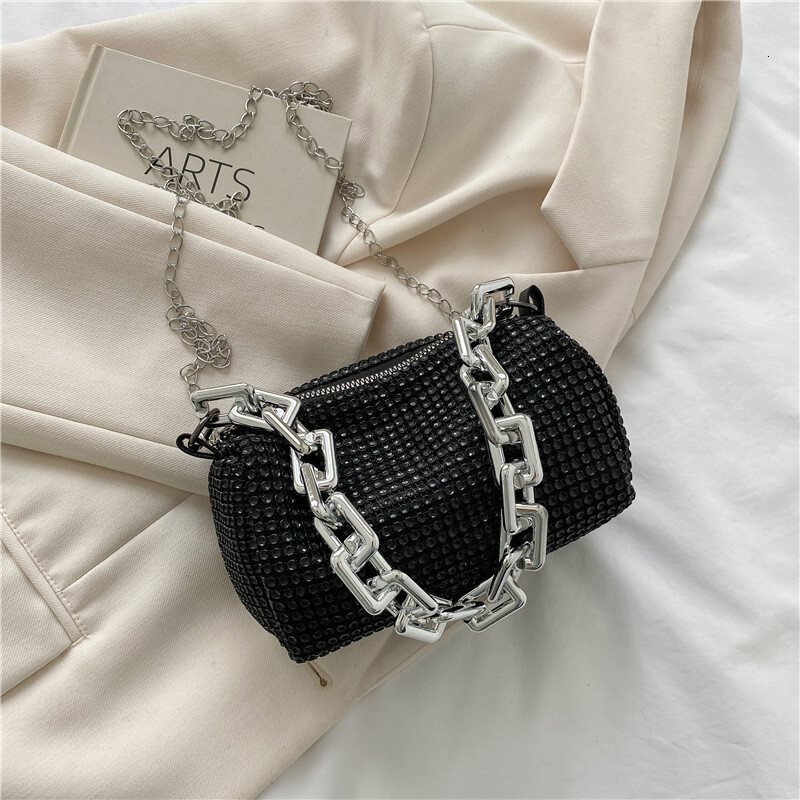 Small Women's New Trend Colored Diamond Pillow Chain Strap Single Shoulder Personalized Crossbody Bag