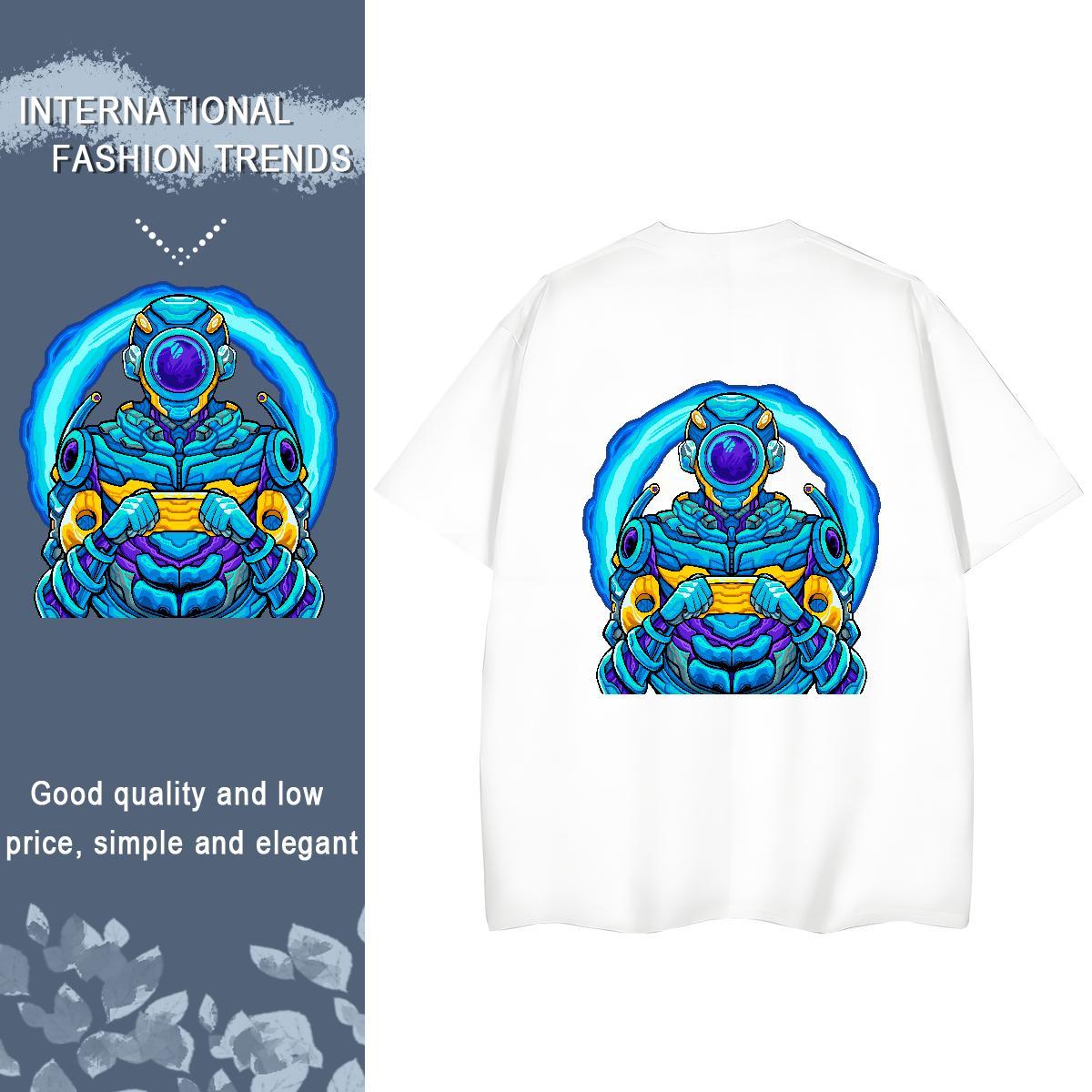 2024 T Shirt For Woman 230g 100% Cotton Comfortable Casual robot Woman Tshirt Nice Anime Print Tops Tees
