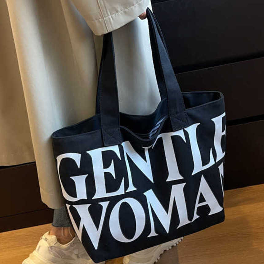 Fashion Canvas Bags Gentle Woman Tot Mommy Bag Letter Printed Designer Bag Simple Shoulder Trendy Large Capacity Shopping Bags