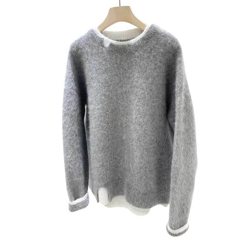 Autumn Clothing Mens Knitted Patchwork Pullover Sweater Fashion Vintage O Neck Solid Color Long Sleeve Premium Tops 241007