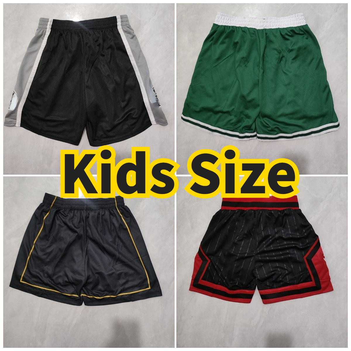 Kids Team Basketball Sport Shorts Pantaloncini Pant Pants Youth Size Black Green New
