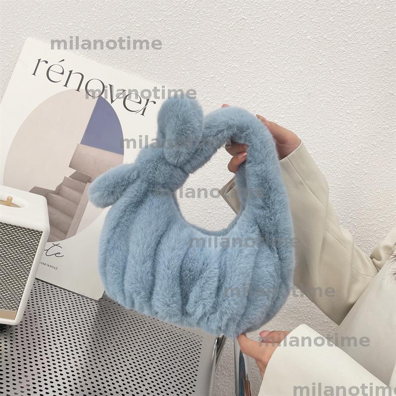 2024 new autumn and winter imitation fur bag for women, bow pleated plush cloud bag, cute and versatile shell bag CUD2410111