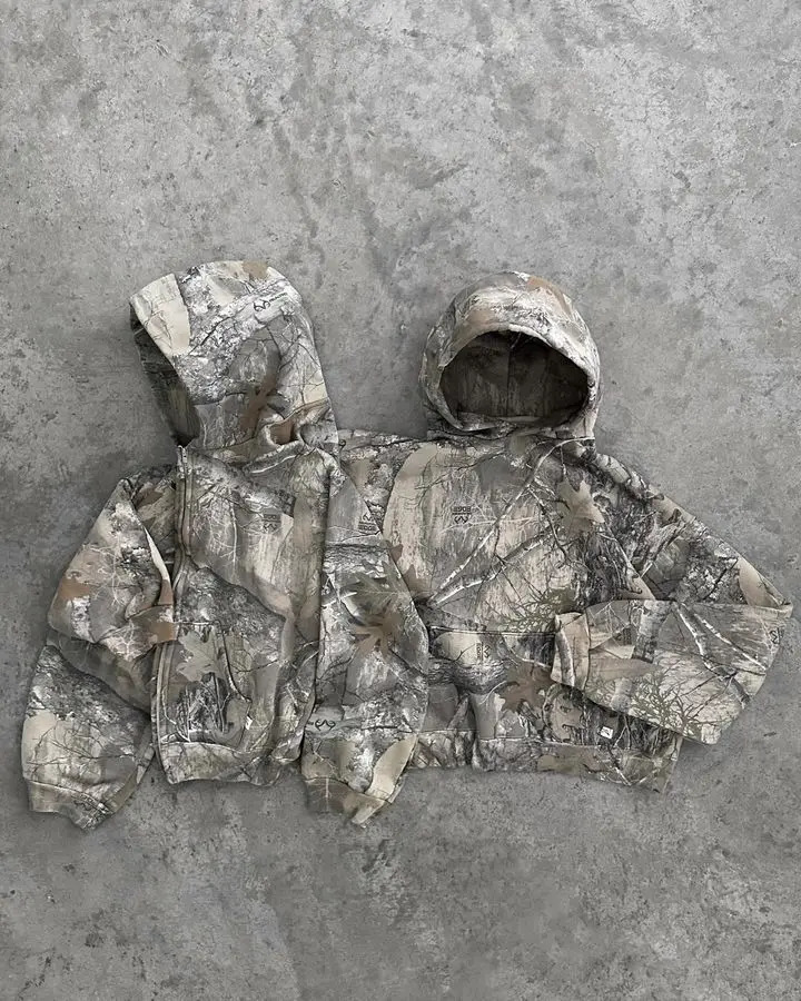 Vintage Camouflage Zipper Hoodie Y2K Clothing Mens Hip Hop Tactics Super Large Hoodie Sportswear Punk Rock Casual Jacket 241011