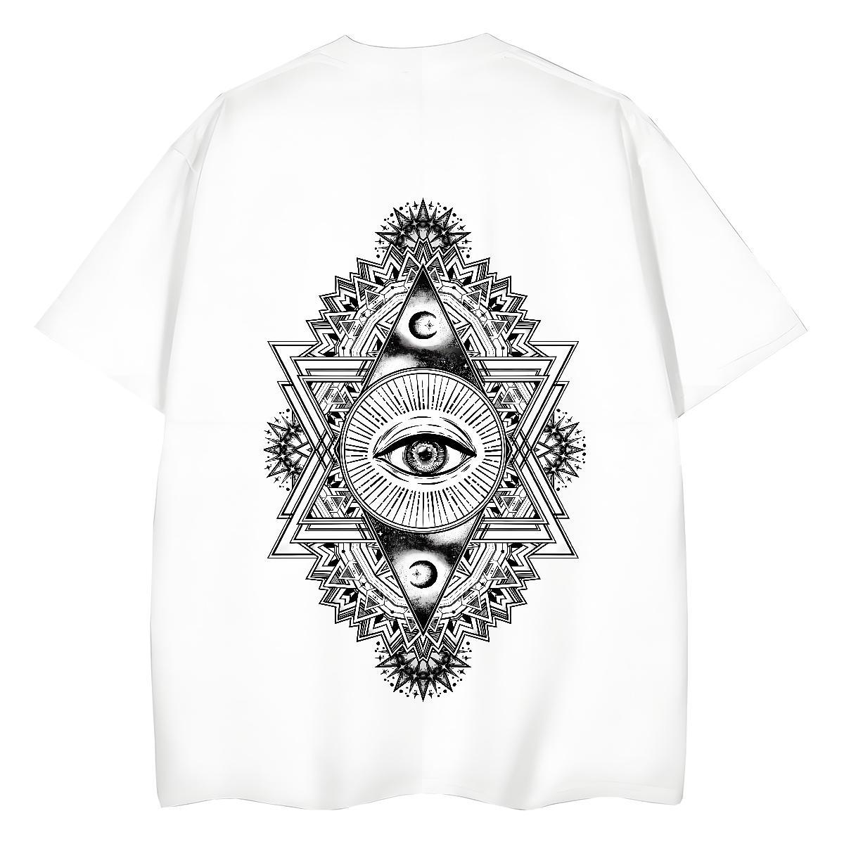 Classic T shirt 230g Cotton Crew Neck Sports Casual eye of the devil Couples T Shirts Female Custom Cartoon Tees