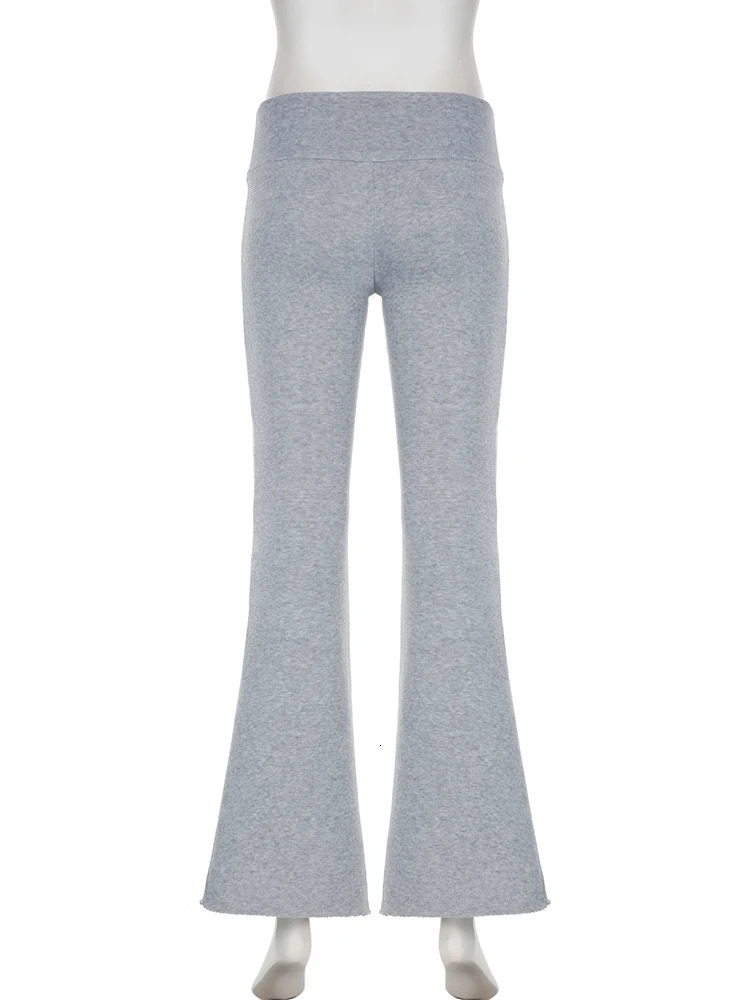 IAMSURE Casual Sexy Basic Solid Flare Pants Y2K Slim LowWaisted Boot Cut Pant 2023 Autumn Spring Fashion Streetwear Lady 241009