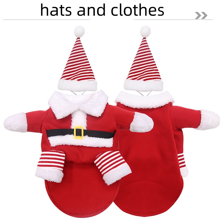 Christmas Dog Costume Outfit, Xmas Puppy Santa Claus Clothes Suits Hat Pet Dogs Cats Party New Year Funny Cosplay for Small Medium and Big Pets