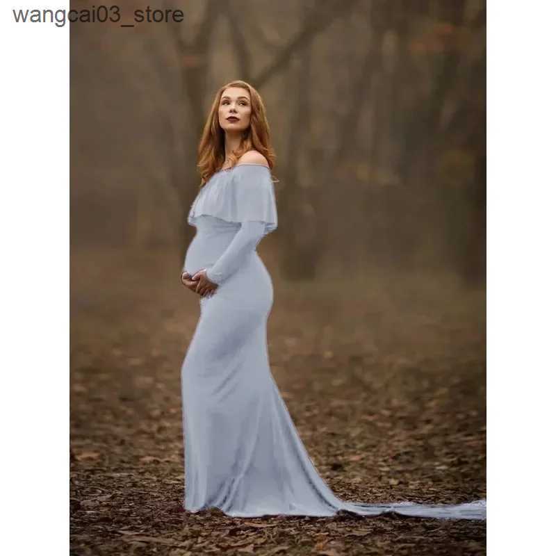 Maternity Dresses Long Shawl Maternity Photography Props Maternity Dresses Off Shoulder Maternity Gown for Photo Shoots Women Pregnancy Dress L240910