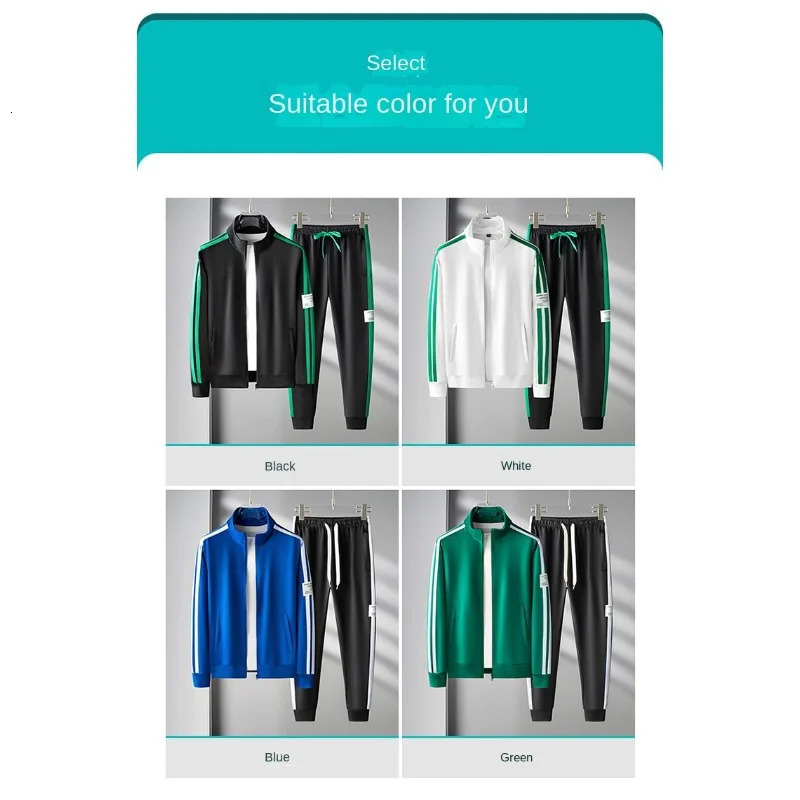 2024 Men Sets Fashion Sporting Tracksuit Spring Zipper JacketsPants Suits 2 Pieces Male Patchwork Slim Sportswear 4XL 241008
