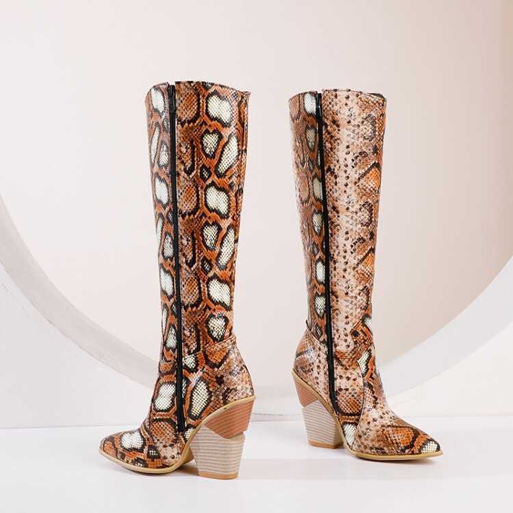 Sexy Pink Martin Boots High-heeled Womens Boots Pink Long Fashion Boots With Thick Heels High Boots 240826