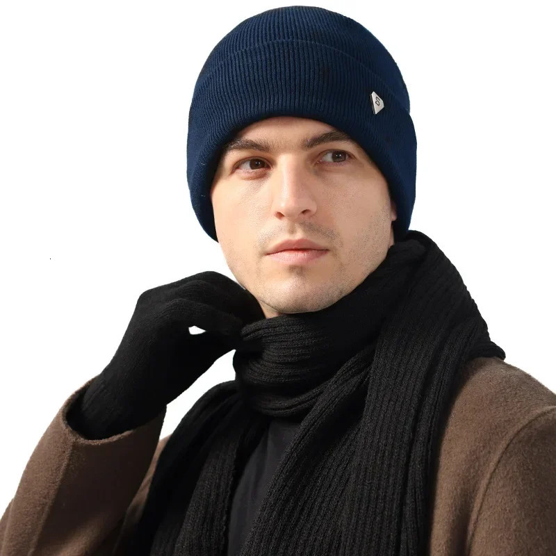 Winter thick knitted hat mens black Beanie couple hiphop and womens fashionable melon warm 241009