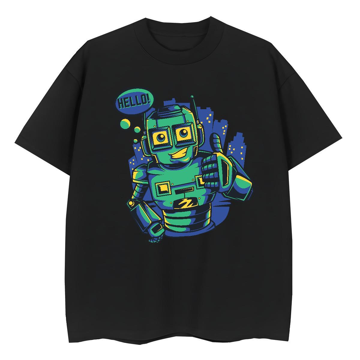 Custom Womens T Shirts 230g Cotton Crew Neck Sport robot Couples T Shirts Free Shipping Oversized L-4XL Top Shirts