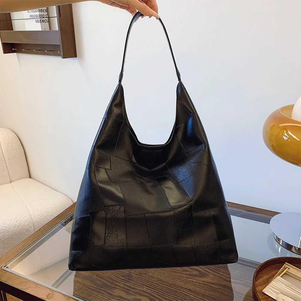 Ladies Pu Shoulder Bag Vegan Leather Tote Large Capacity Retro Handbag Casual Purse Fashion Shopper 241011