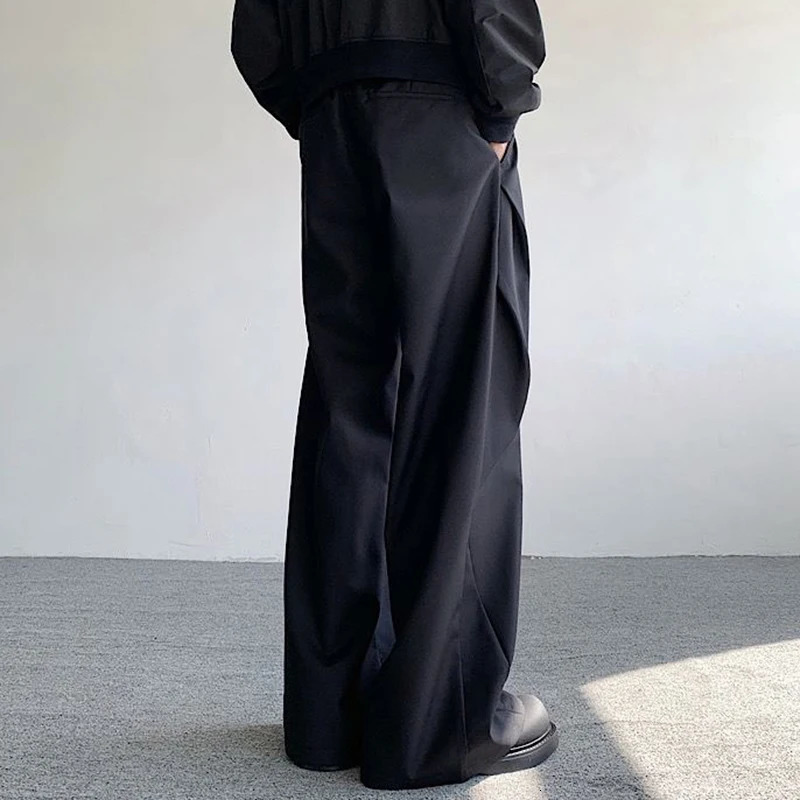 IEFB mens pants with pleated diamond shaped loose casual suit loos 241010