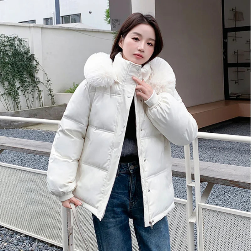 Blue down jacket womens coat black hooded fashion American streetwear Y2K style duck down jacket womens winter short jacket 241009