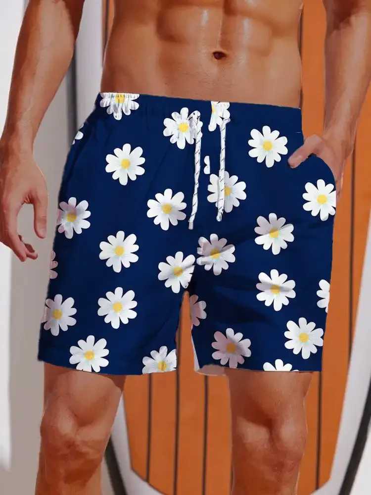 2024 Summer 3D Printing Hawaiian Vacation Style Printed Shorts Mens Board Shorts Casual Swimming Luggage Drawstring Breathable Shorts W241010
