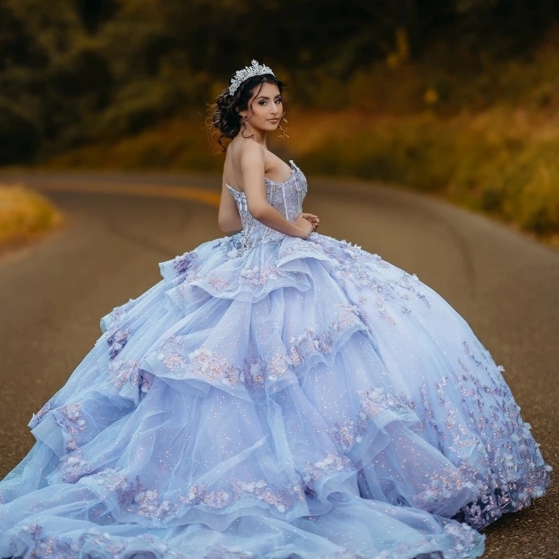 Sexy Off the Shoulder Shiny Quinceanera Dresses Sequin Lace Applique Tulle Beads Ball Gown Birthday Party Sweet 16 Vestidos De 15 Anos