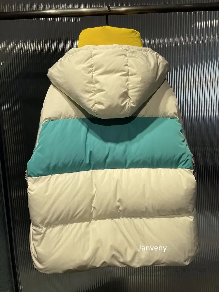 Fashion Street Clothing Letter Splicing Inflatable Jacket Womens Loose Park Winter Thick 90% Duck Down Coat 241010